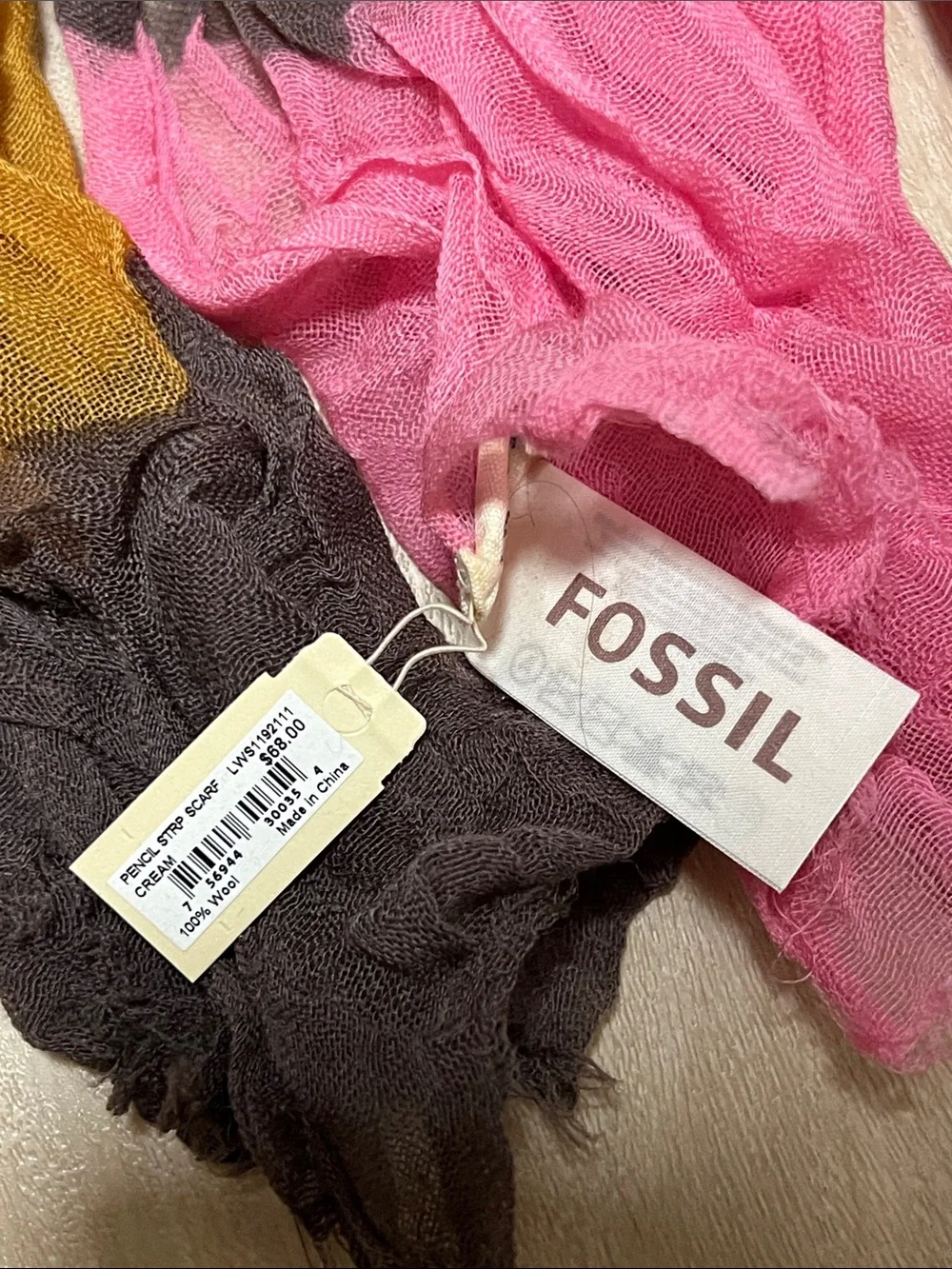 Fossil Pink, Mustard & Black Crinkle  Pencil Scarf ✏️